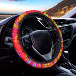 Orange Psychedelic Liquid Trippy Print Car Steering Wheel Cover
