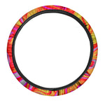 Orange Psychedelic Liquid Trippy Print Car Steering Wheel Cover