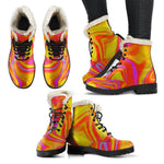 Orange Psychedelic Liquid Trippy Print Comfy Boots GearFrost