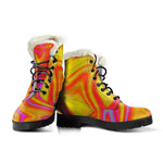 Orange Psychedelic Liquid Trippy Print Comfy Boots GearFrost