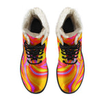 Orange Psychedelic Liquid Trippy Print Comfy Boots GearFrost