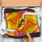 Orange Psychedelic Liquid Trippy Print Comfy Boots GearFrost