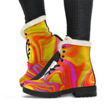 Orange Psychedelic Liquid Trippy Print Comfy Boots GearFrost