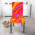 Orange Psychedelic Liquid Trippy Print Dining Chair Slipcover