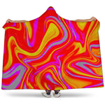 Orange Psychedelic Liquid Trippy Print Hooded Blanket