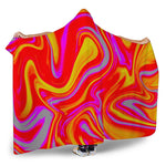 Orange Psychedelic Liquid Trippy Print Hooded Blanket