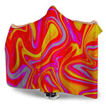 Orange Psychedelic Liquid Trippy Print Hooded Blanket