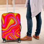 Orange Psychedelic Liquid Trippy Print Luggage Cover GearFrost