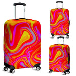Orange Psychedelic Liquid Trippy Print Luggage Cover GearFrost