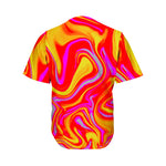 Orange Psychedelic Liquid Trippy Print Men's Baseball Jersey