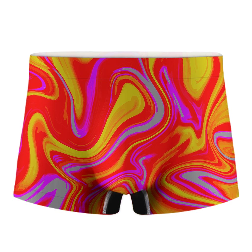 Orange Psychedelic Liquid Trippy Print Men's Boxer Briefs