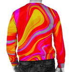 Orange Psychedelic Liquid Trippy Print Men's Crewneck Sweatshirt GearFrost