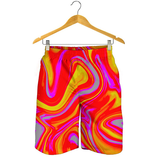 Orange Psychedelic Liquid Trippy Print Men's Shorts
