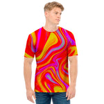 Orange Psychedelic Liquid Trippy Print Men's T-Shirt