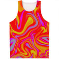 Orange Psychedelic Liquid Trippy Print Men's Tank Top