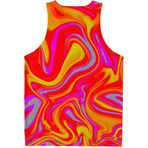 Orange Psychedelic Liquid Trippy Print Men's Tank Top