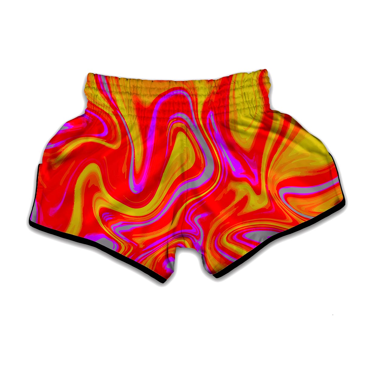 Orange Psychedelic Liquid Trippy Print Muay Thai Boxing Shorts