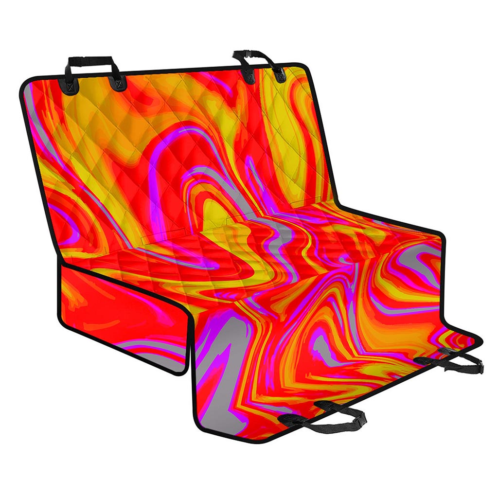 Orange Psychedelic Liquid Trippy Print Pet Car Back Seat Cover