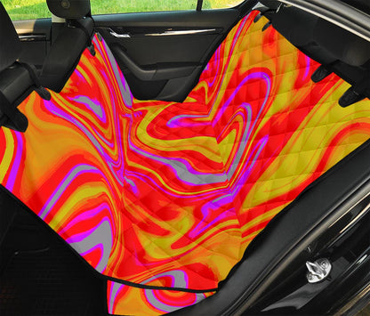 Orange Psychedelic Liquid Trippy Print Pet Car Back Seat Cover
