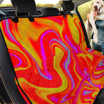 Orange Psychedelic Liquid Trippy Print Pet Car Back Seat Cover