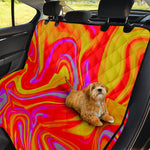 Orange Psychedelic Liquid Trippy Print Pet Car Back Seat Cover