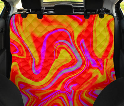 Orange Psychedelic Liquid Trippy Print Pet Car Back Seat Cover