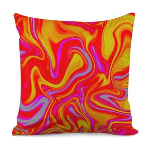 Orange Psychedelic Liquid Trippy Print Pillow Cover