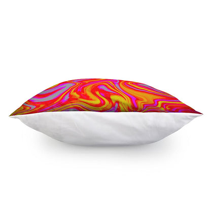 Orange Psychedelic Liquid Trippy Print Pillow Cover