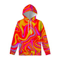 Orange Psychedelic Liquid Trippy Print Pullover Hoodie