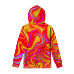 Orange Psychedelic Liquid Trippy Print Pullover Hoodie