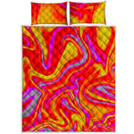 Orange Psychedelic Liquid Trippy Print Quilt Bed Set