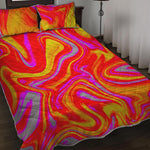 Orange Psychedelic Liquid Trippy Print Quilt Bed Set