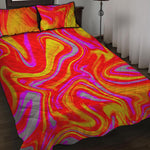 Orange Psychedelic Liquid Trippy Print Quilt Bed Set