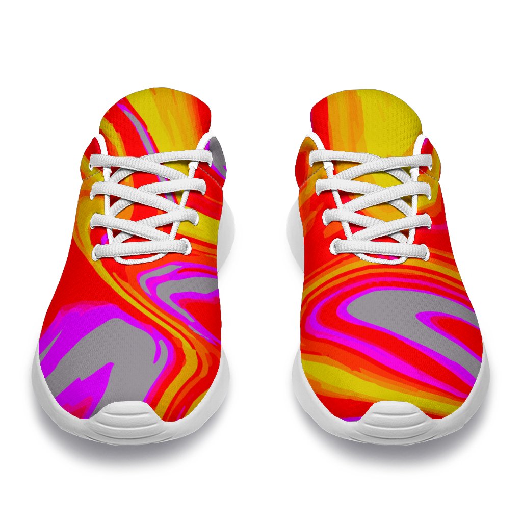 Orange Psychedelic Liquid Trippy Print Sport Shoes GearFrost