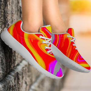 Orange Psychedelic Liquid Trippy Print Sport Shoes GearFrost