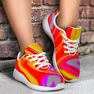 Orange Psychedelic Liquid Trippy Print Sport Shoes GearFrost