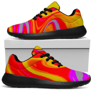 Orange Psychedelic Liquid Trippy Print Sport Shoes GearFrost