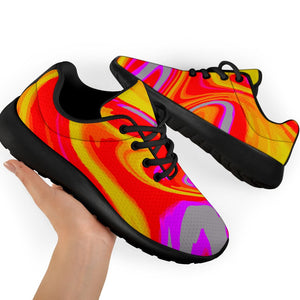 Orange Psychedelic Liquid Trippy Print Sport Shoes GearFrost