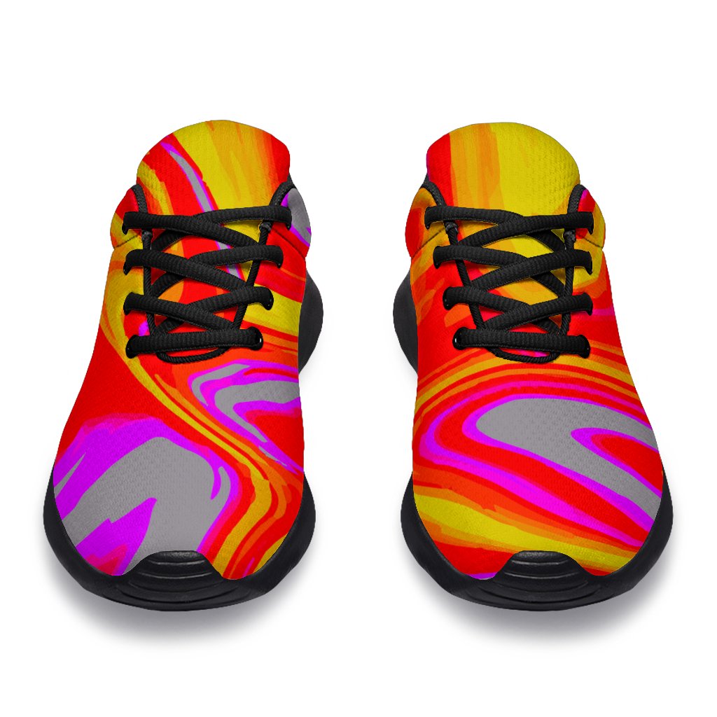 Orange Psychedelic Liquid Trippy Print Sport Shoes GearFrost