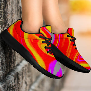 Orange Psychedelic Liquid Trippy Print Sport Shoes GearFrost