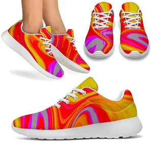 Orange Psychedelic Liquid Trippy Print Sport Shoes GearFrost