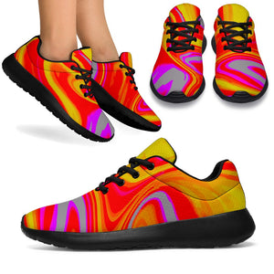 Orange Psychedelic Liquid Trippy Print Sport Shoes GearFrost