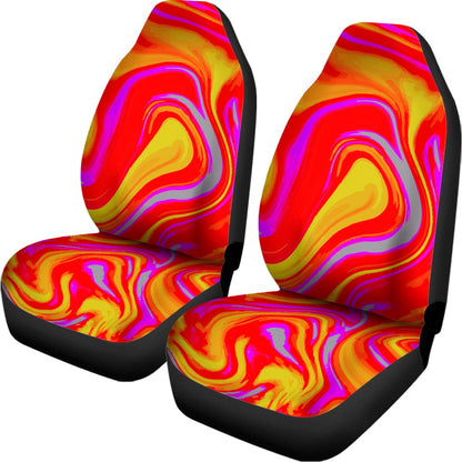 Orange Psychedelic Liquid Trippy Print Universal Fit Car Seat Covers