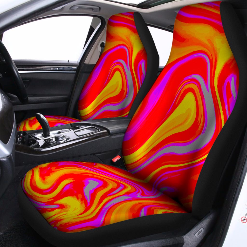 Orange Psychedelic Liquid Trippy Print Universal Fit Car Seat Covers