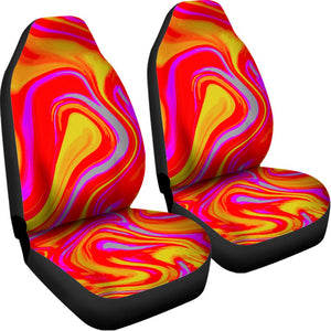Orange Psychedelic Liquid Trippy Print Universal Fit Car Seat Covers
