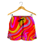 Orange Psychedelic Liquid Trippy Print Women's Shorts