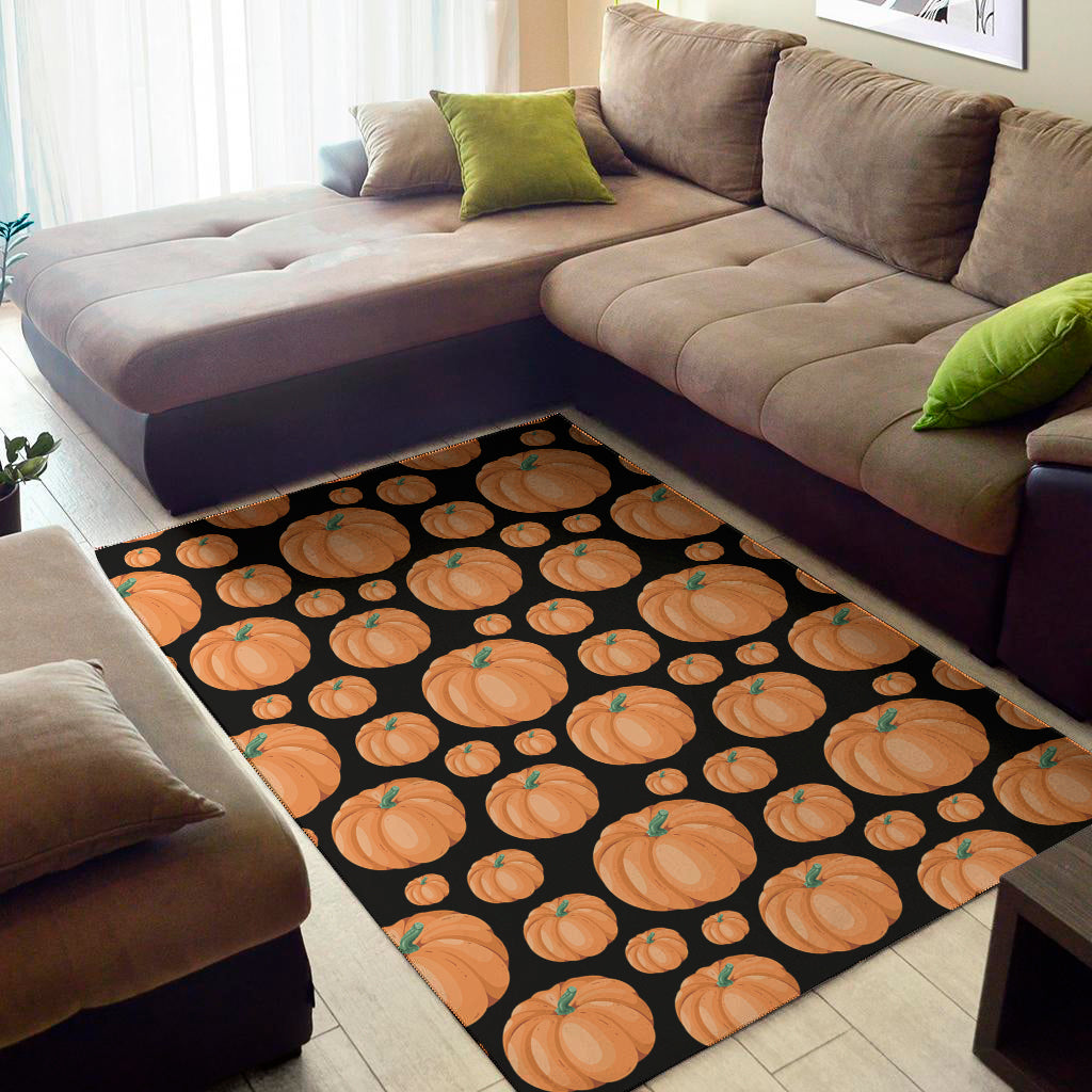 Orange Pumpkin Pattern Print Area Rug