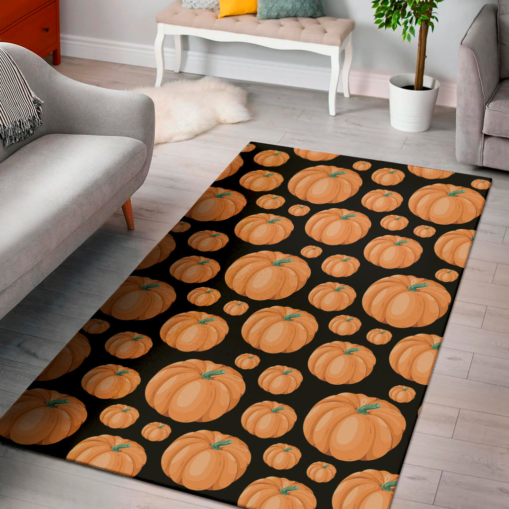 Orange Pumpkin Pattern Print Area Rug