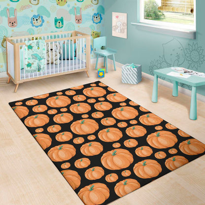 Orange Pumpkin Pattern Print Area Rug