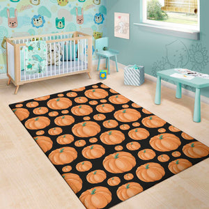 Orange Pumpkin Pattern Print Area Rug